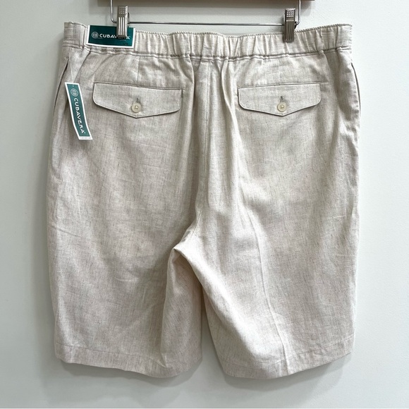 Cubavera Men’s Linen Blend Shorts 10” Tan Stripe Drawstring Size Large - Picture 2 of 8